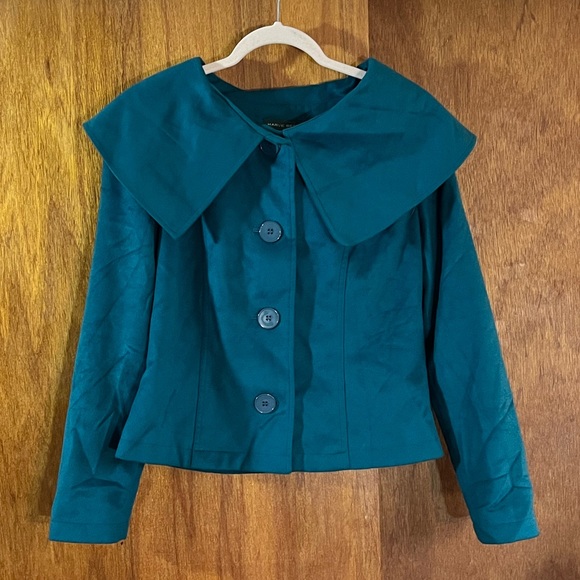 Harve Benard Jackets & Blazers - HARVE BENARD Teal Jacket w Wide Collar Sz M